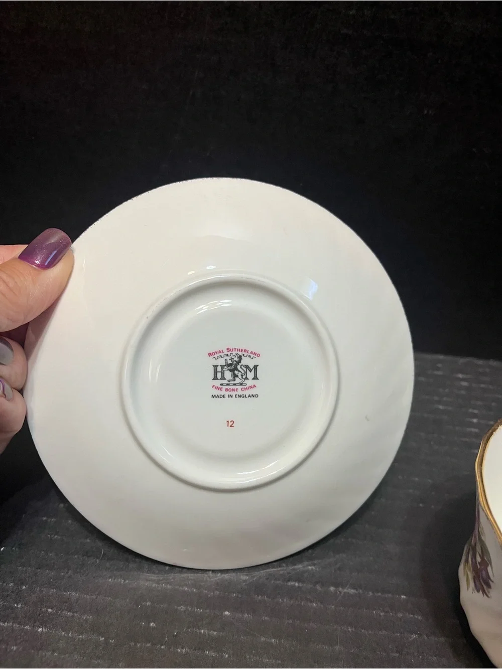 Vintage Royal Sutherland Fine Bone China Teacup and Saucer # 11 and 12 roses